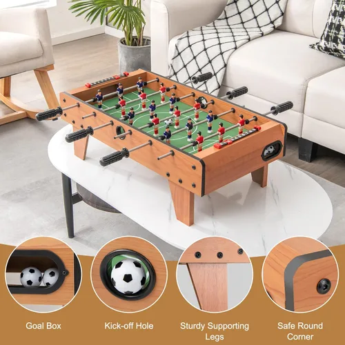 Miniatura 3 de Giantex Mesa de futbolín de 27 pulgadas, fácil de montar de madera con pelotas de fútbol, juego de fútbol de interior para salas de juegos, bares