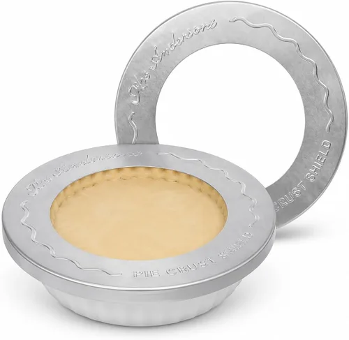 Protectores de corteza para tartas individuales de Mrs. Anderson's Baking, para mini tartas y tartas de olla, 1 juego de 2 protectores de corteza