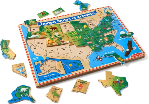 Miniatura 4 de Melissa & Doug – EE. UU. Mapa – Puzzle de rompecabezas de madera de sonido con efectos de sonido (40 Pcs)