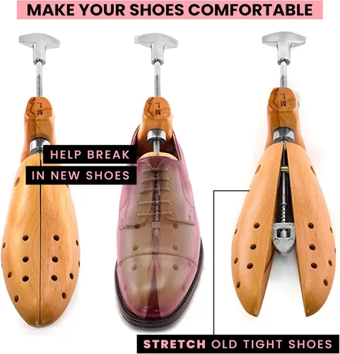Miniatura 10 de HOUNDSBAY Ensanchadores de zapatos de plástico y madera, ampliador de zapatos ajustable para hombres y mujeres