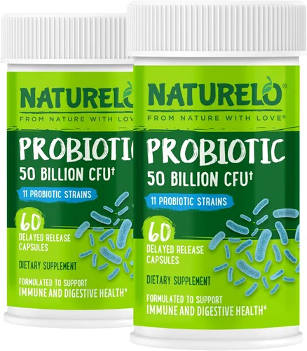 Miniatura 10 de NATURELO Probióticos para la salud digestiva - 50 mil millones de UFC, suplemento diario de 11 cepas - Estimula el sistema inmunológico, liberación