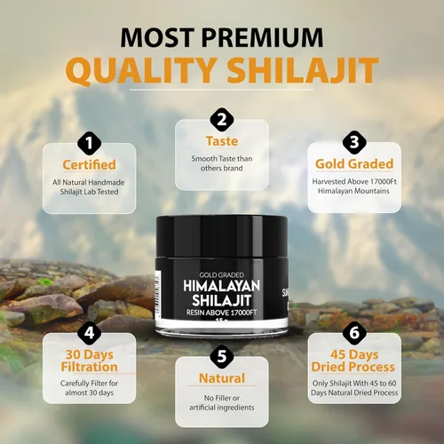 Miniatura 7 de Resina de Shilajit del Himalaya Puro 45 Días Seco al Sol y Grado Oro de Shilajit por Encima de 17000 Pies Purificado y Orgánico, Más de 85
