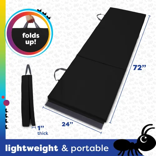 Miniatura 3 de Antsy Pants Colchoneta de gimnasia para niños, fácil de limpiar, resistente, plegable, acolchada, ligera, portátil, equipo de gimnasia para juego
