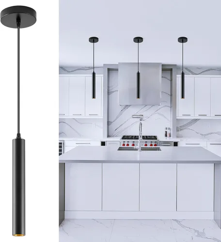 Lámpara colgante LED moderna, foco colgante de techo regulable de 10 W, iluminación colgante de aluminio minimalista negro para isla de cocina,
