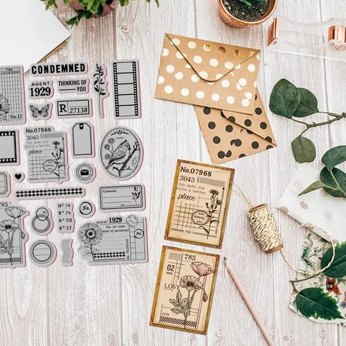 Miniatura 5 de GLOBLELAND Diario de arte con fondo de goma, sello de soporte de arte, sellos de guión para hacer tarjetas y álbumes de fotos, decoración y álbum