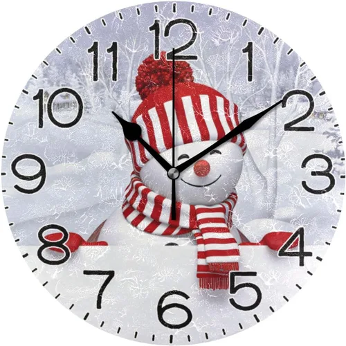Miniatura 14 de ALAZA Reloj de pared cardenal de pájaro rojo de invierno, funciona con pilas, sin tictac, de cuarzo, analógico, rústico, rústico, reloj redondo