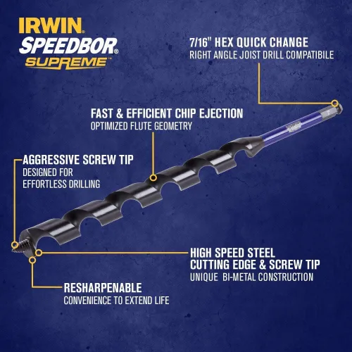 Miniatura 2 de Irwin Tools IWAX3010 - Broca de barrena Speedbor Supreme, 1 pulgada x 18 pulgadas