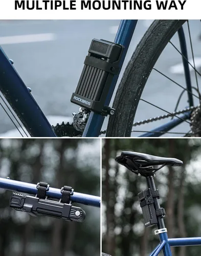 Miniatura 7 de ROCKBROS Cerradura de bicicleta plegable antirrobo,Diámetro negrita 0.3 in,Material ABS de alta resistencia,Cerradura de llave plegable portátil