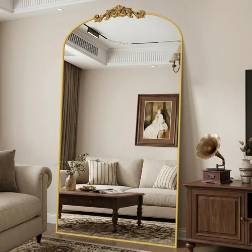 Miniatura 23 de Antok Espejo arqueado de longitud completa, espejo de piso de 71 x 28 pulgadas con tallado, espejos de cuerpo completo para decoración del hogar