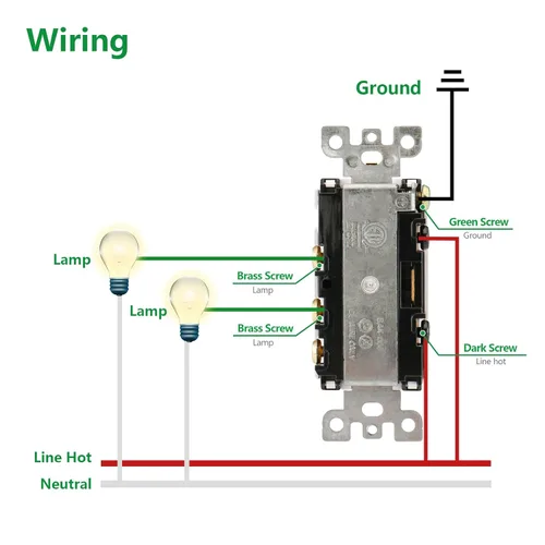 Miniatura 4 de Wengart Paquete de 2 interruptores de palanca doble, 15 amperios 120 V, interruptor de luz combinado 2 en 1, diseño que ahorra espacio para baño