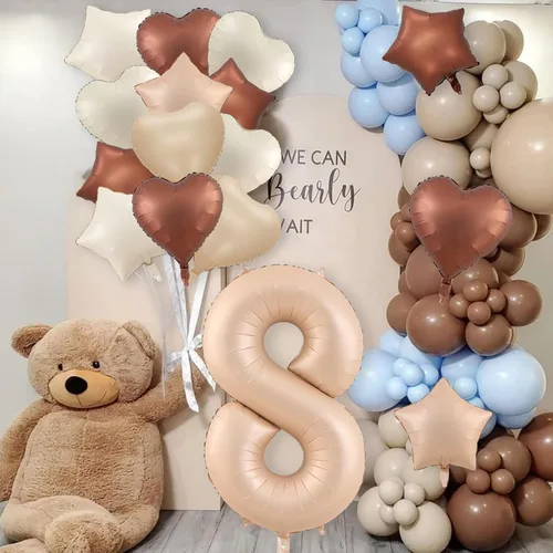 Miniatura 4 de Globos de 40 pulgadas color crema número 10, 17 piezas de globos de helio grandes con globos de corazón neutros crema nude caramelo beige marrón