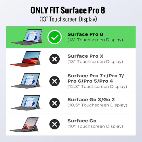 Miniatura 2 de MoKo Funda compatible con tablet Microsoft Surface Pro 8 de 13 pulgadas con pantalla táctil 2021, funda protectora resistente todo en uno con correa