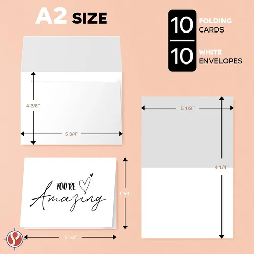 Miniatura 7 de Tarjetas de felicitación y sobres "You're Amazing" – Elegantes saludos plegables de agradecimiento, aliento y agradecimiento para amigos
