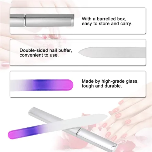 Miniatura 2 de 6 Pack de Limas de Uñas de Cristal con Estuche, Juego de Limas de Uñas para Dedos, Limas de Uñas de Doble Cara, Cuidado Profesional de Manicura