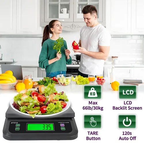 Miniatura 7 de Báscula digital grande de cocina de 66 lb 30 kg, báscula de alimentos para hornear, cocinar, pan, carne con función de tara y cuenta preparatoria