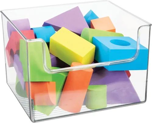 Miniatura 4 de mDesign - Organizador de almacenamiento de plástico con frente abierto y diseño de inmersión para organización del hogar - Estantes, casillero