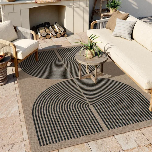 Miniatura 2 de Lahome Alfombra Moderna de Yute Arcoíris Fácil, Alfombras Lavables 5x7 para Sala de Estar Dormitorio Casa Rural Negra Interior Exterior Alfombra