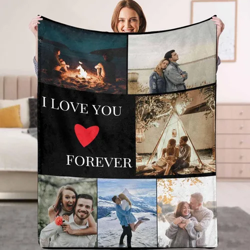 Miniatura 19 de YESCUSTOM Manta personalizada con fotos y texto, Manta familiar personalizada para adultos, niños y amigos, para cumpleaños, regalo conmemorativo