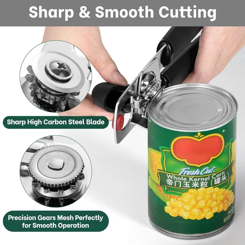 Miniatura 4 de Beneno Abrelatas manual resistente con tapa magnética levantador y abridor de botellas, abrelatas manual con agarre ergonómico suave, perilla
