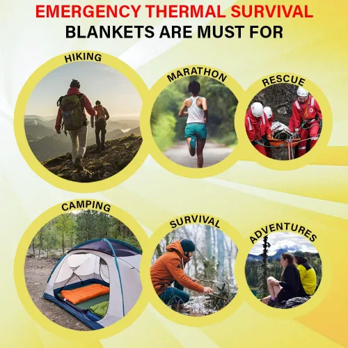 Miniatura 7 de Rawyer - Mantas térmicas de supervivencia de emergencia (paquete de 4), mantas Mylar para exteriores, camping, senderismo, clima duro, hojas