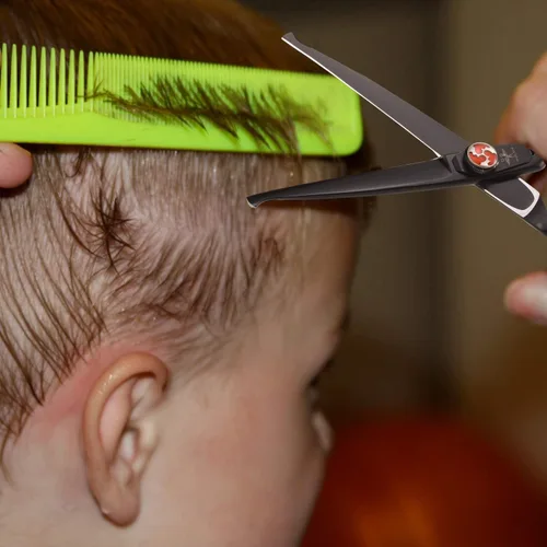 Miniatura 6 de PURPLEBIRD Tijeras de corte de pelo de 6 pulgadas para niños, puntas redondeadas, tijeras profesionales de peluquería para corte de pelo