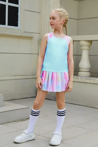 Miniatura 2 de MODAFANS Conjunto deportivo de camiseta sin mangas y pantalón corto para niñas