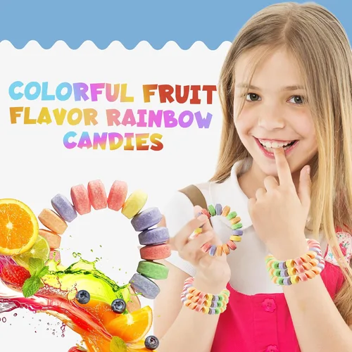 Miniatura 7 de Paquete de 36 pulseras de caramelo a granel para niños de 2.5 pulgadas, envueltas individualmente, pulseras elásticas comestibles con sabor a fruta