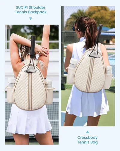 Miniatura 2 de Mochila de tenis Sucipi, mochila de tenis acolchada con bandolera cruzada, bolsas para raquetas de tenis resistentes al agua para mujeres y hombres