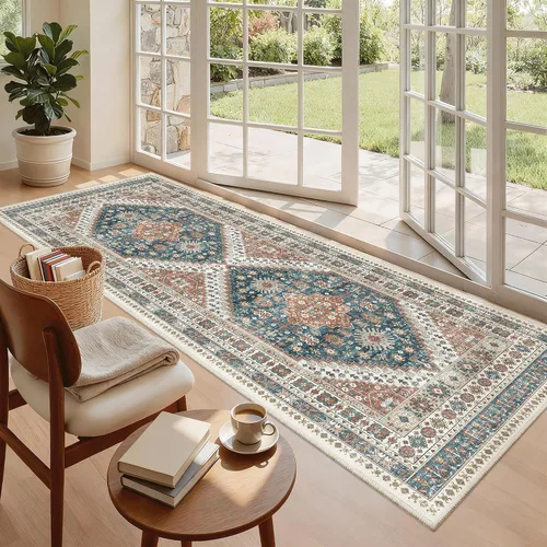 Miniatura 851 de Madane Tapete lavable de 2 x 10 pies para pasillo, cocina, recibidor, clásico, suave, antideslizante para interiores, casa de campo, baño, sala