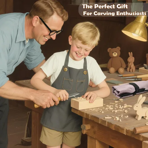 Miniatura 3 de Kit de tallado de madera, 26 piezas, herramientas de tallado de madera, cuchillos detallados, cuchillos, bloques, guantes, kit de corte