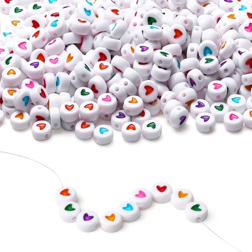 Miniatura 15 de LAIDANLA - 1500 cuentas de letras acrílicas del alfabeto doradas, cuentas redondas blancas de 7×4mm para hacer joyas, pulseras, collares, llaveros