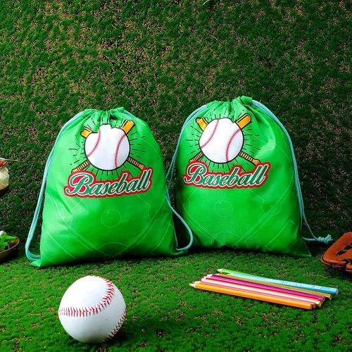Miniatura 6 de Shappy Paquete de 16 bolsas de béisbol con cordón para recuerdos de fiesta, 12 x 10 pulgadas, bolsas de regalo, suministros de equipo, regalos