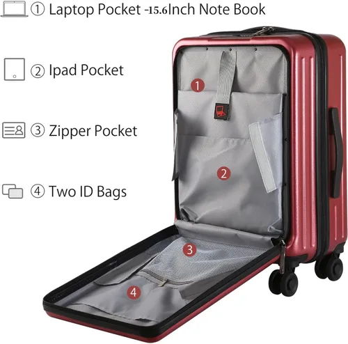 Miniatura 3 de TydeCkare Juego de equipaje ABS+PC ruedas giratorias ligeras de 2028 pulgadas., Rojo vino, Moda