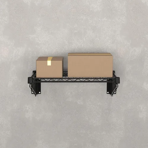 Miniatura 2 de Estante de montaje en pared de alambre epoxi negro de 14" x 24