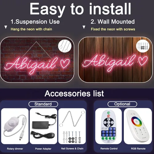 Miniatura 6 de Letrero de neón personalizado para boda, Binager personalizable con nombre de neón, decoración de letrero de luz regulable/RGB, personalizado