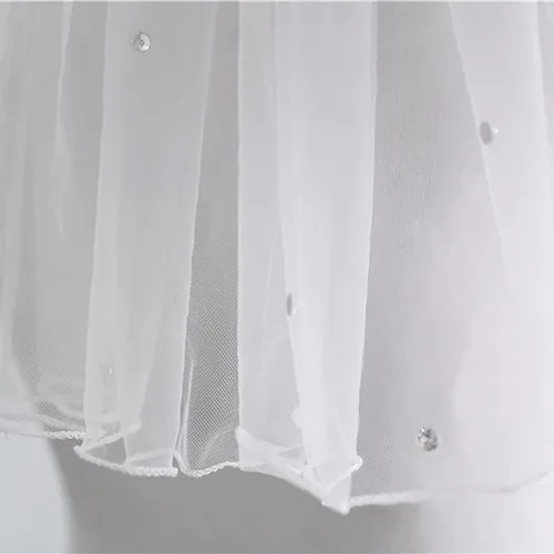 Miniatura 4 de Haraty velos de novia de cristal cortos de 1 nivel de malla suave con peine fiesta de boda velo de novia accesorios para el cabello para mujeres