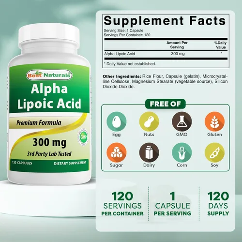 Miniatura 2 de Best Naturals Ácido alfa lipoico 300 mg 120 Cápsulas