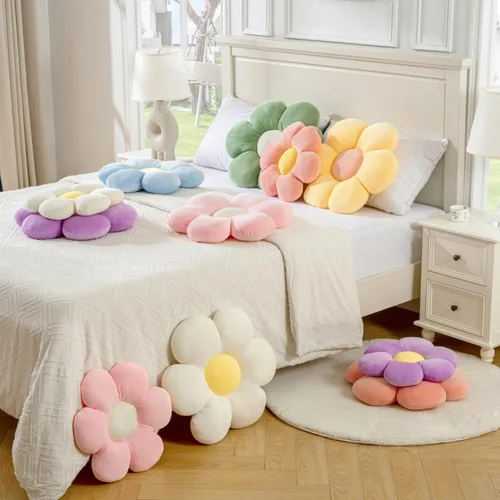 Miniatura 4 de Almohada de Flores, Linda Almohada Decorativa Cojín de Margaritas 15.75" Blanco Almohadas Decorativas para el Hogar para Cama, Sofá, Sillón