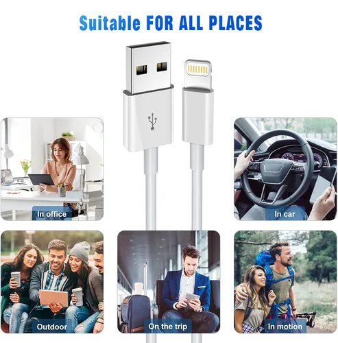 Miniatura 6 de Cargador para iPhone de 3 pies, [certificado MFi de Apple], cable Lightning original, paquete de 3 cables USB de sincronización de datos de carga
