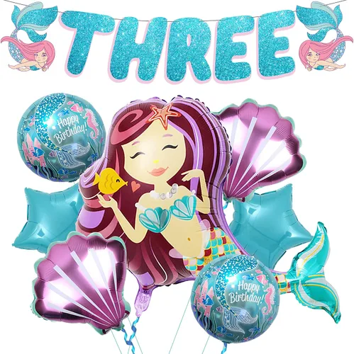 Miniatura 11 de KatchOn Decoraciones de 7º cumpleaños de sirena grande – Paquete de 8 Globos de sirena y decoraciones de fiesta para niñas 7