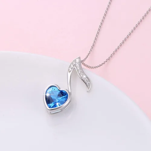 Miniatura 2 de (Dije para collar de nota musical) De plata de ley 925 para mujeres y niñas, 18.0in