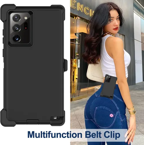 Miniatura 6 de Funda para Galaxy Note 20 Ultra con clip para cinturón, 2 protectores de pantalla, grado militar, cuerpo completo, resistente, a prueba de golpes
