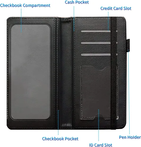 Miniatura 3 de Funda para chequera para hombres y mujeres, cartera de cuero RFID con ranuras para tarjetas de crédito, soporte de cheques duplicados personales