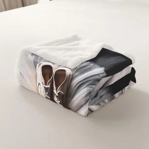 Miniatura 5 de Erosebridal Manta de forro polar para danza de ballet, manta para niñas y niños con diseño de traje de bailarina, manta de felpa con falda blanca