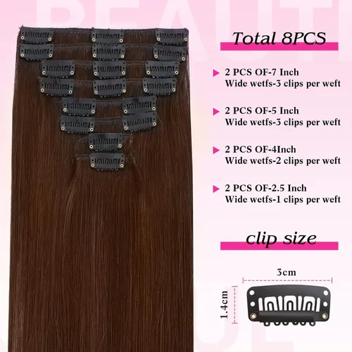 Miniatura 3 de Extensiones de cabello humano real con pinzas, extensiones de cabello humano 100% humano, extensiones de cabello humano brasileño Remy, extensiones