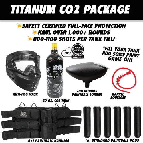 Miniatura 2 de Maddog JT Stealth Paintball Gun Marker and Accessory Starter Packages [CO2] Marker, 20oz CO2 Tank, Mask, Hopper, Pods, Harness & Protective Gear