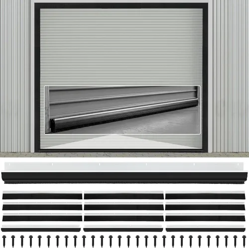 Miniatura 10 de DoubleFill Kit de sello de cepillo para puerta de garaje de 8 x 8 pies, sello de puerta enrollable de 2 pulgadas con riel de aluminio, cepillo