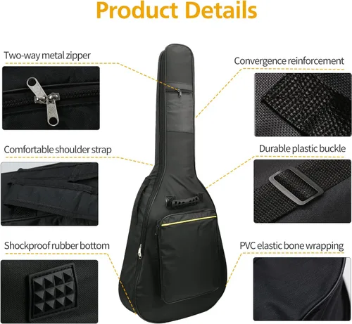 Miniatura 5 de Mdvora Bolsas de guitarra – Paquete de 1/2/3 bolsas de concierto, 38-41 pulgadas, funda para guitarra eléctrica y acústica, Oxford impermeable, dos
