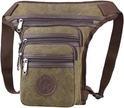Miniatura 2 de Genda 2Archer Riñonera de lona con múltiples bolsillos Bolsa de pierna de senderismo ligera, Marrón
