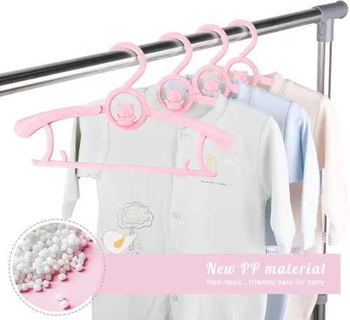 Miniatura 8 de HGYZE Perchas de plástico ajustables para niños de 11 a 14 pulgadas, paquete de 20 perchas de oso para ropa infantil, suéteres, hangar infantil
